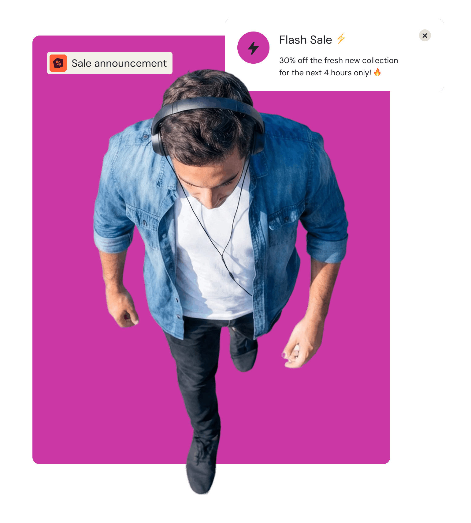 Suscriptor recibiendo una notificación de venta flash